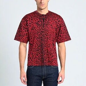 Dolce & Gabbana men’s red leopard cotton t shirt